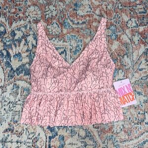 Kortni Jeane V Neck Peplum Printed Bikini Top SZ M NWT